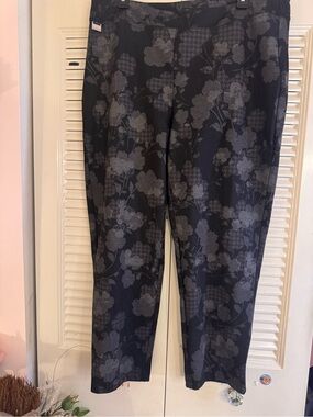 Zac & Rachel Black Dress Pants with Gray Floral Jacquard